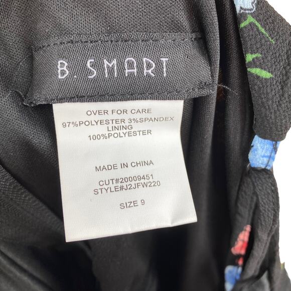 New B. Smart Black Floral Sleeveless Front Tie Fit & Flare Mini Dress Juniors 9 - Picture 6 of 6